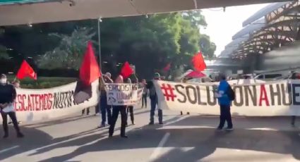 Sindicatos marchan en la CDMX hacia el Zócalo para conmemorar el Día del Trabajo