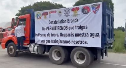 Sindicatos protestan en Veracruz para exigir a Constellation Brands que contrate trabajadores locales en la construcción de su planta