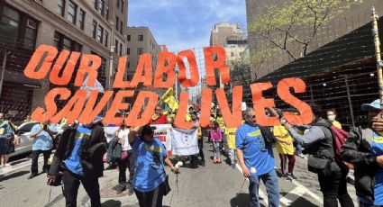 Migrantes protestan en Nueva York durante el Día del Trabajo para pedir salarios dignos, coberturas médicas y la ciudadanía estadounidense