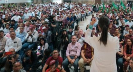 Santiago Nieto espera durante dos horas el arribo de Sheinbaum a mitin en Querétaro y el saludo entre ambos dura sólo dos segundos