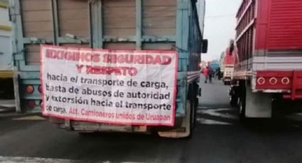 Transportistas bloquean todos los accesos a Uruapan para exigir un alto a las extorsiones en su contra