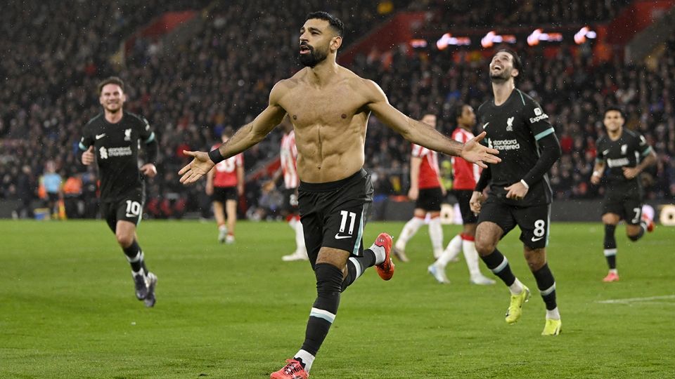 Salah, en su festejo.