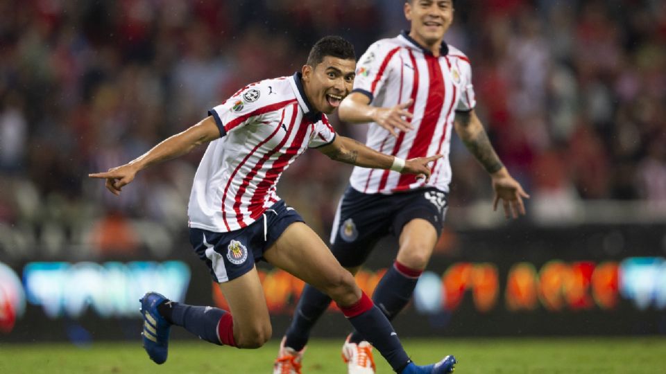 Orbelín festeja un gol con los rojiblancos en el 2018.