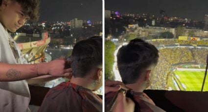 Aficionados se hacen virales por cortarse el pelo en la azotea de un edificio para ver el América-Cruz Azul