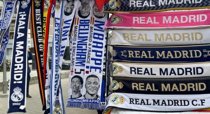 Ya se venden bufandas de Kylian Mbappé con los colores del Real Madrid en las inmediaciones del Bernabéu