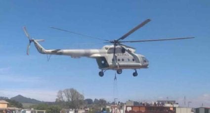 Helicóptero de la Semar aterriza de emergencia tras enredarse con un cable en Culiacán