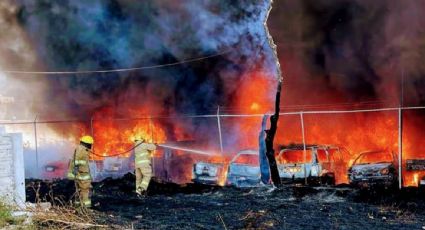 Más de 200 vehículos quedan calcinados por incendio de lote en el municipio poblano de Cuautlancingo