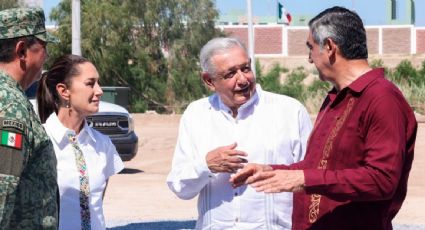 AMLO y Sheinbaum acuden con Américo Villarreal a supervisar los avances en las obras de la Agencia Nacional de Aduanas