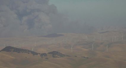 Combaten incendio forestal avivado por viento al este de San Francisco en California