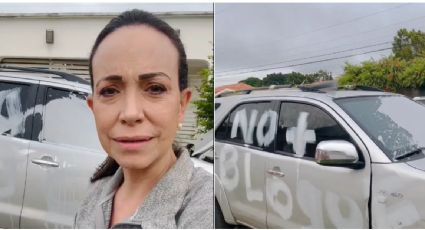 Corina Machado acusa vandalización de autos de su comitiva tras detención de su jefe de seguridad: "La campaña de Maduro es violencia"