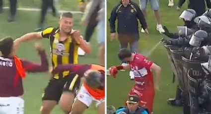 ¡Escándalo en Argentina! La policía rocía gas pimienta sobre los jugadores en un partido de la Segunda División que acabó en batalla campal