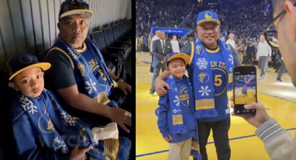 ¡Regalo inolvidable! Aficionados de los Warriors pasan de la última a la primera fila en el juego de Navidad y conocen a su ídolo