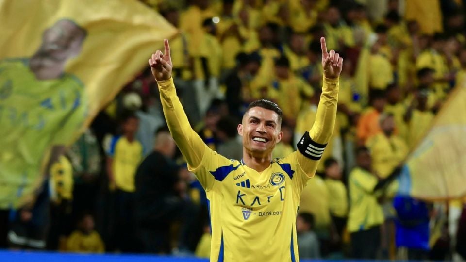 Cristiano festeja en un partido con Al Nassr.