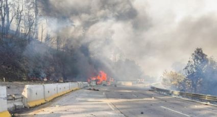Choque múltiple que involucró una pipa de gas causó explosión en la México-Puebla; reportan seis muertos