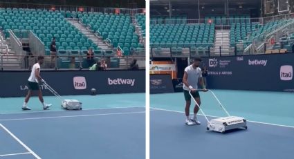 Djokovic aparece como voluntario para secar la cancha de tenis del Miami Open tras la lluvia que aplazó la Final
