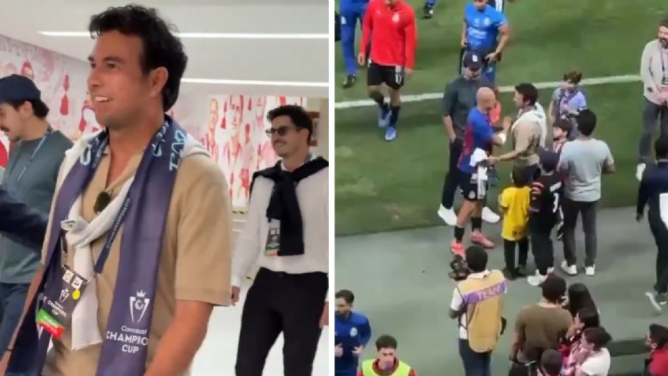 Checo Pérez en el estadio Akron para ver el Chivas vs. América de la Concacaf.