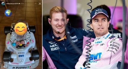 ¡Preciado homenaje! Mecánico de Aston Martin le regala a su bebé un carrito inspirado en Checo Pérez y su etapa en Racing Point