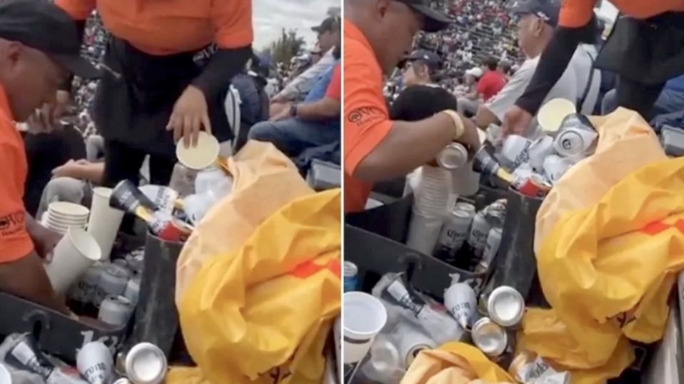 Los vendedores, al momento de rebajar la cerveza.
