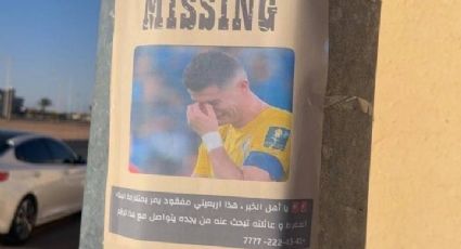 Cristiano Ronaldo ‘desaparece’ en Arabia Saudita y sus rivales se burlan con un póster: “Se busca hombre de 40 años que llora demasiado”