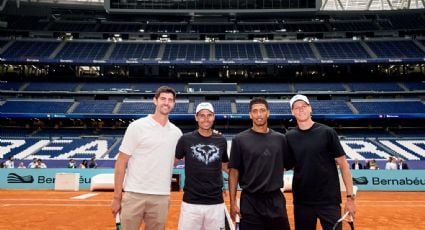 El Bernabéu estrena su cancha de tenis rumbo al Masters de Madrid con épico peloteo entre Nadal, Courtois, Sinner y Bellingham
