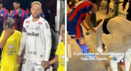 Neymar causa revuelo en Argentina: un niño llora de emoción al salir a la cancha de su mano y un rival recibe sus zapatos como recuerdo