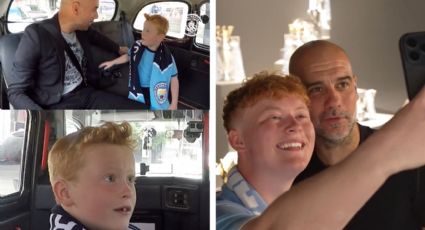 Épico reencuentro: Pep Guardiola le muestra los trofeos que prometió ganar al niño que lo recibió al llegar al Manchester City hace 10 años