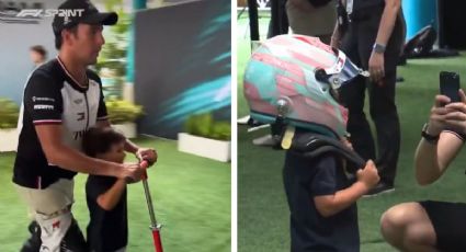 El hijo de Checo Pérez se roba el show en el GP de Miami: es fan de Russell, cautivó con sus ocurrencias y hasta tiró un micrófono