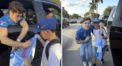 Franco Colapinto, piloto de F1, para el tráfico en una autopista y baja de su camioneta para darle un autógrafo a un niño que llora de emoción