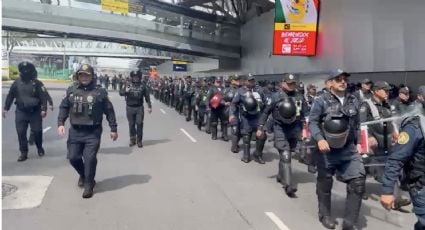 A horas del Mundial, despliegan más de 300 elementos antimotines en el AICM por movilizaciones de la CNTE