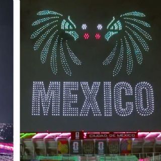 Espectacular show de drones en la noche previa a la inauguración del Mundial en el Azteca