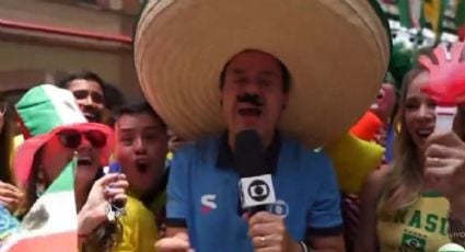 Reportero brasileño se vuelve viral cuando aficionados mexicanos le pegan un bigote falso y le dan tequila: “¡Nunca lo he bebido!”