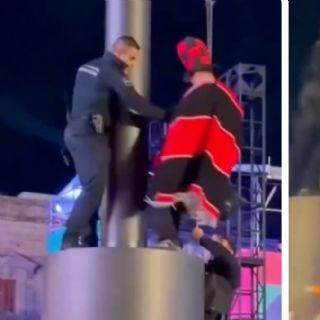 Aficionado del Atlas es detenido tras caer de un asta bandera junto a dos policías que querían bajar