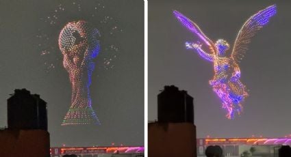 ¿Para la inauguración del Mundial? Espectacular show de drones ilumina la madrugada en el Estadio Azteca