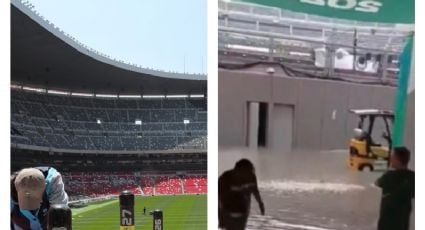 Exhiben imagen del Estadio Azteca inundado en su interior a unas horas de que se inaugure el Mundial