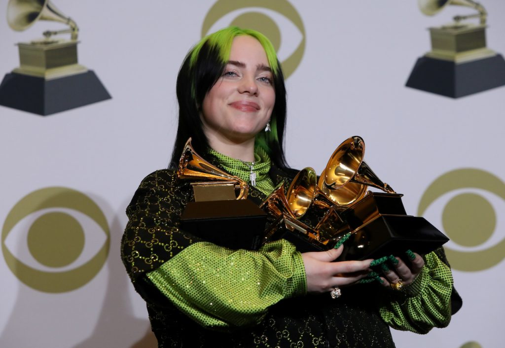 Billie Eilish en los Grammy. Reuters